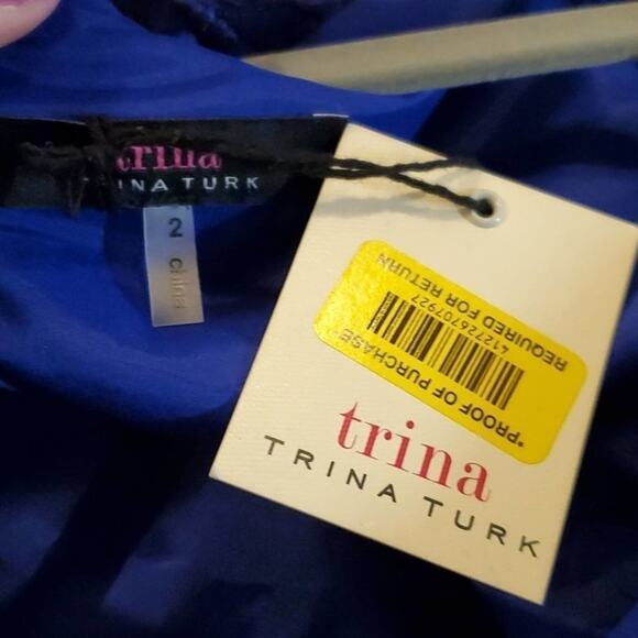 Trina Turk Blue Black Lace Off The Shoulder Sheath Dress Size 2 New - Picture 8 of 9